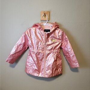Buffalo David Bitton Shiny Pink Kids Raincoat with Heart Detail